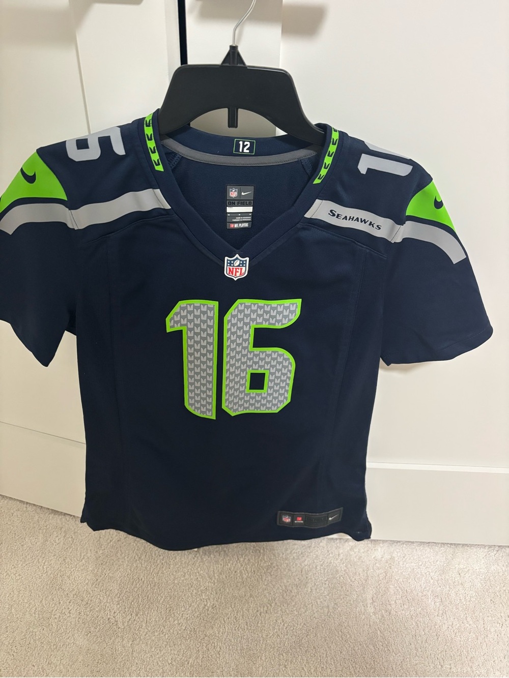 NFL Seattle Seahawks Navy and Neon Green Youth Jersey #16